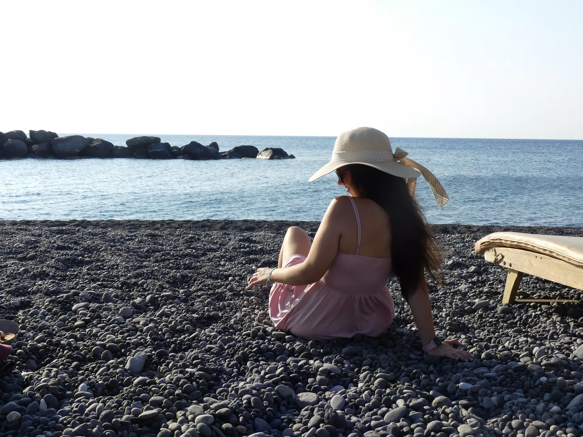 Girl on Beach on Santorini