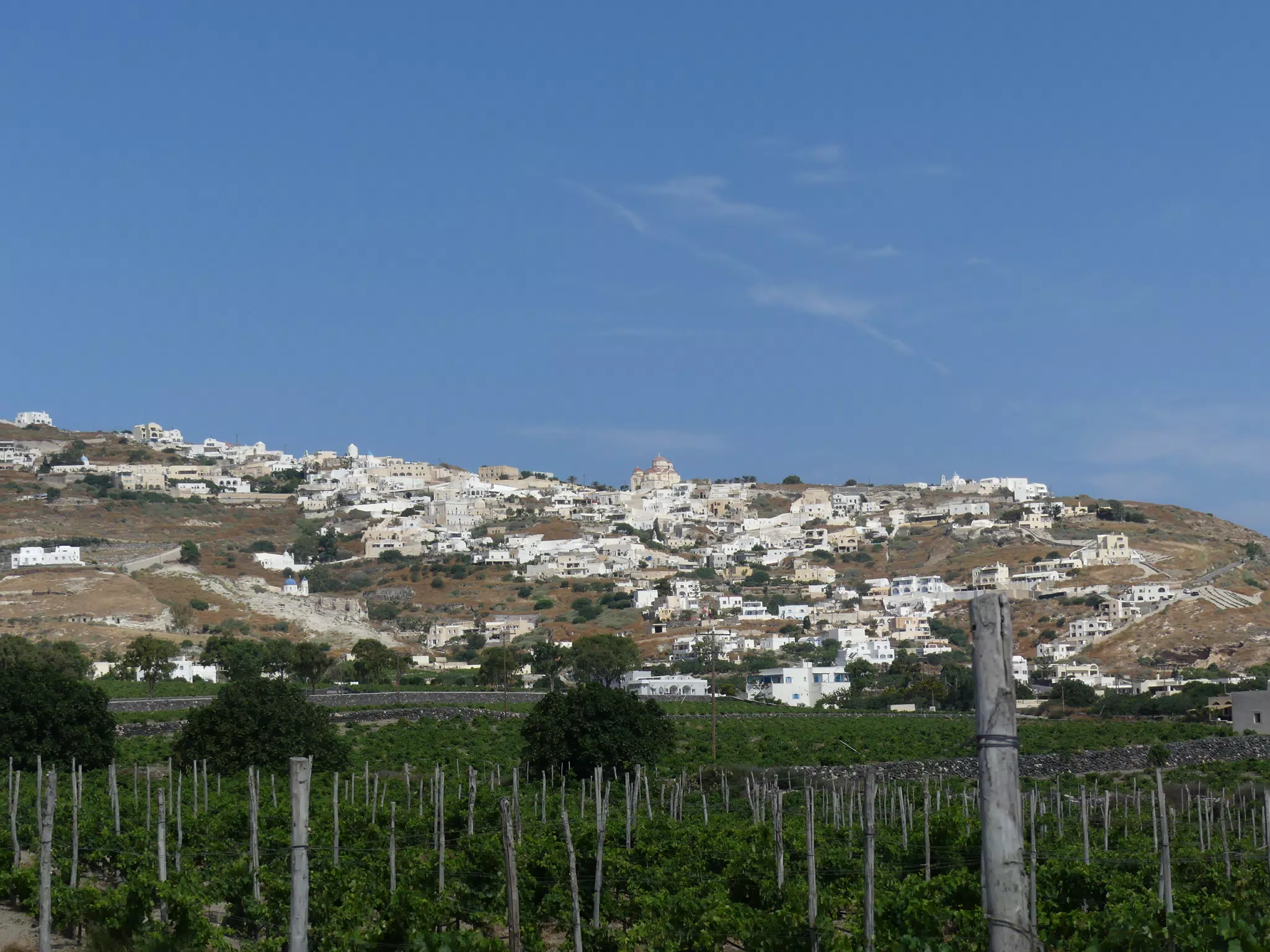 Village and Field on Santorini Island