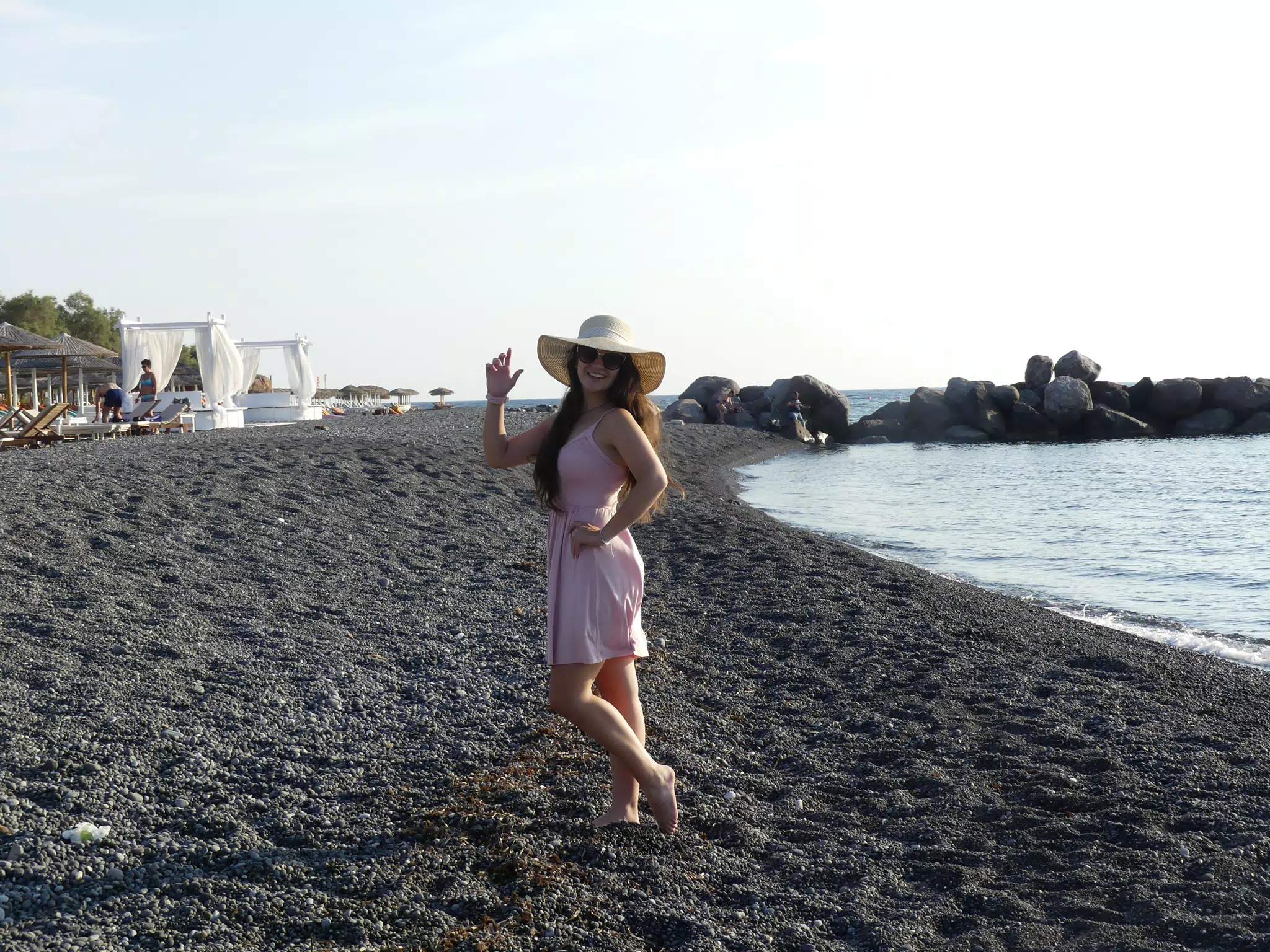 Girl on Santorini Beach