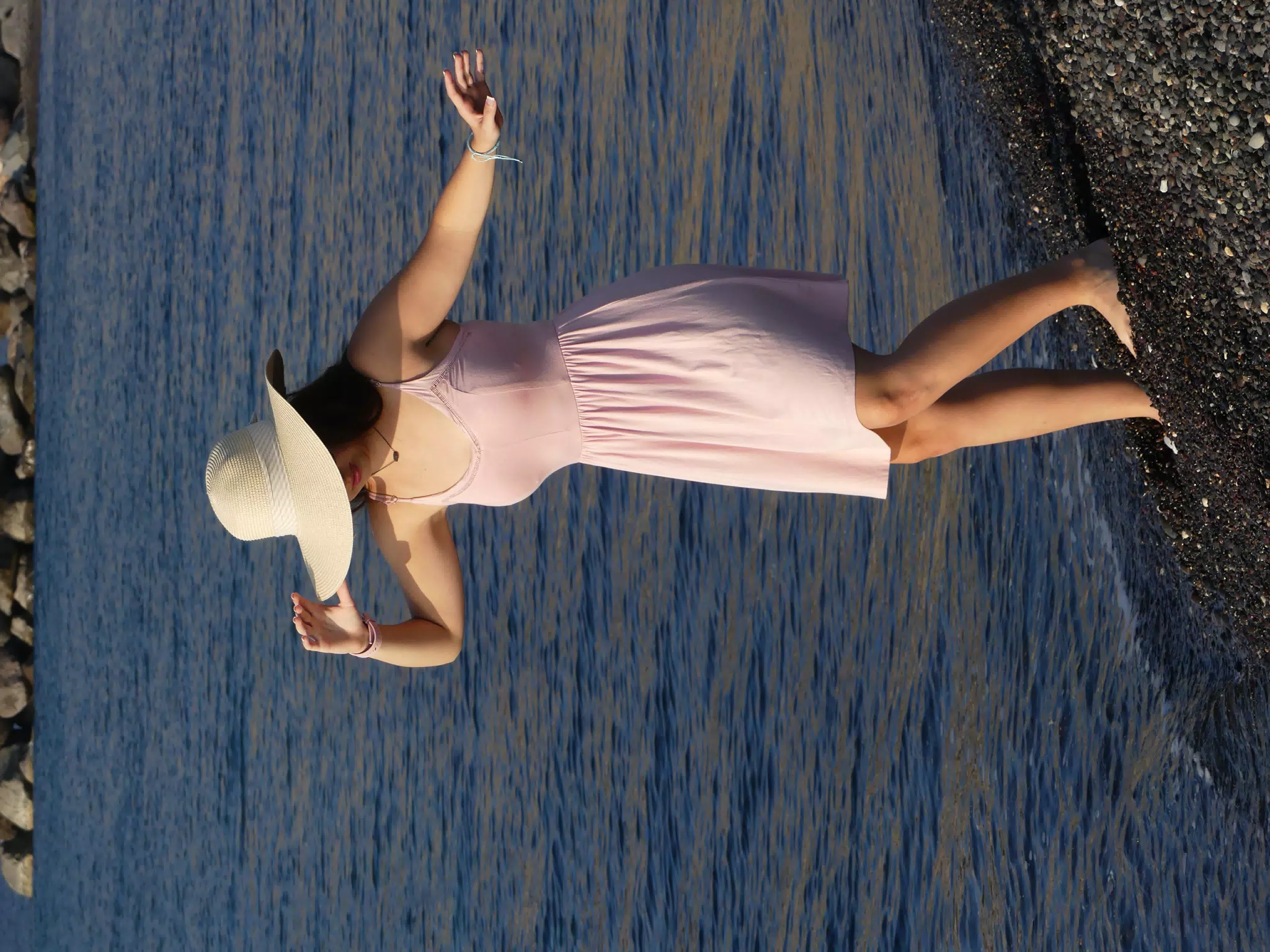 Emily on the Beach in Karami, Santorini