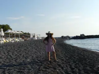 Girl on Beach on Santorini
