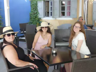 Girls Waiting for Breakfast in Kamari