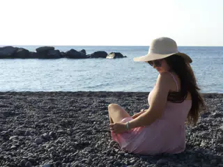 Emily on Kamari Beach