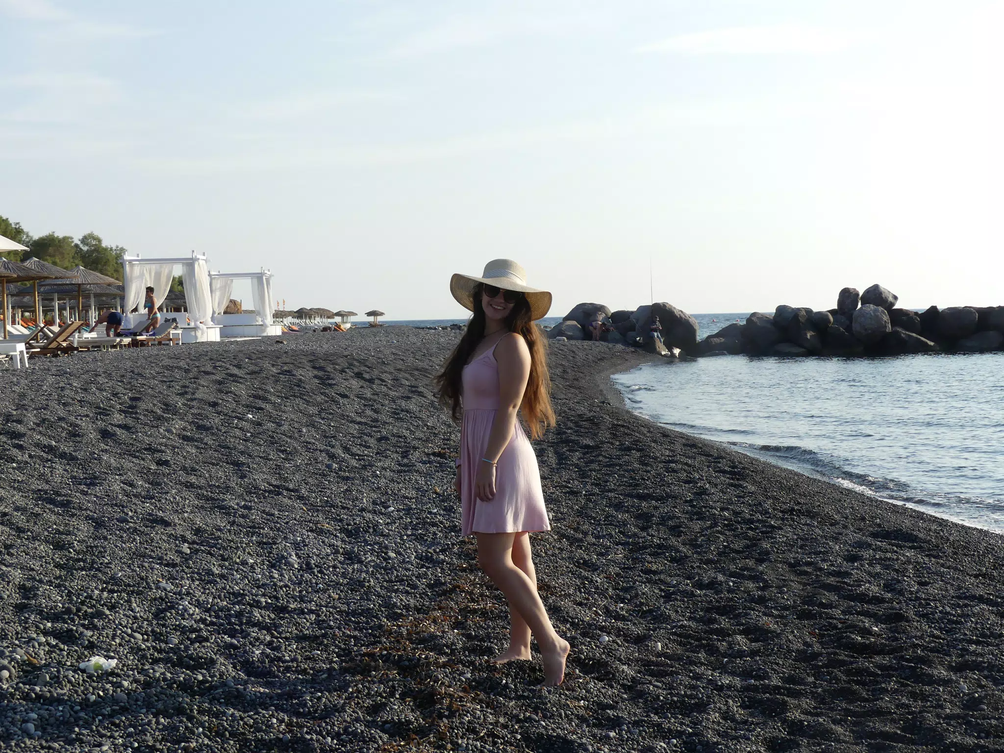Emily Posing on Santorini Beach