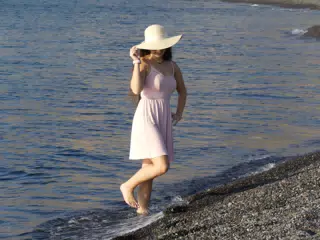 Emily on Beach with Hat
