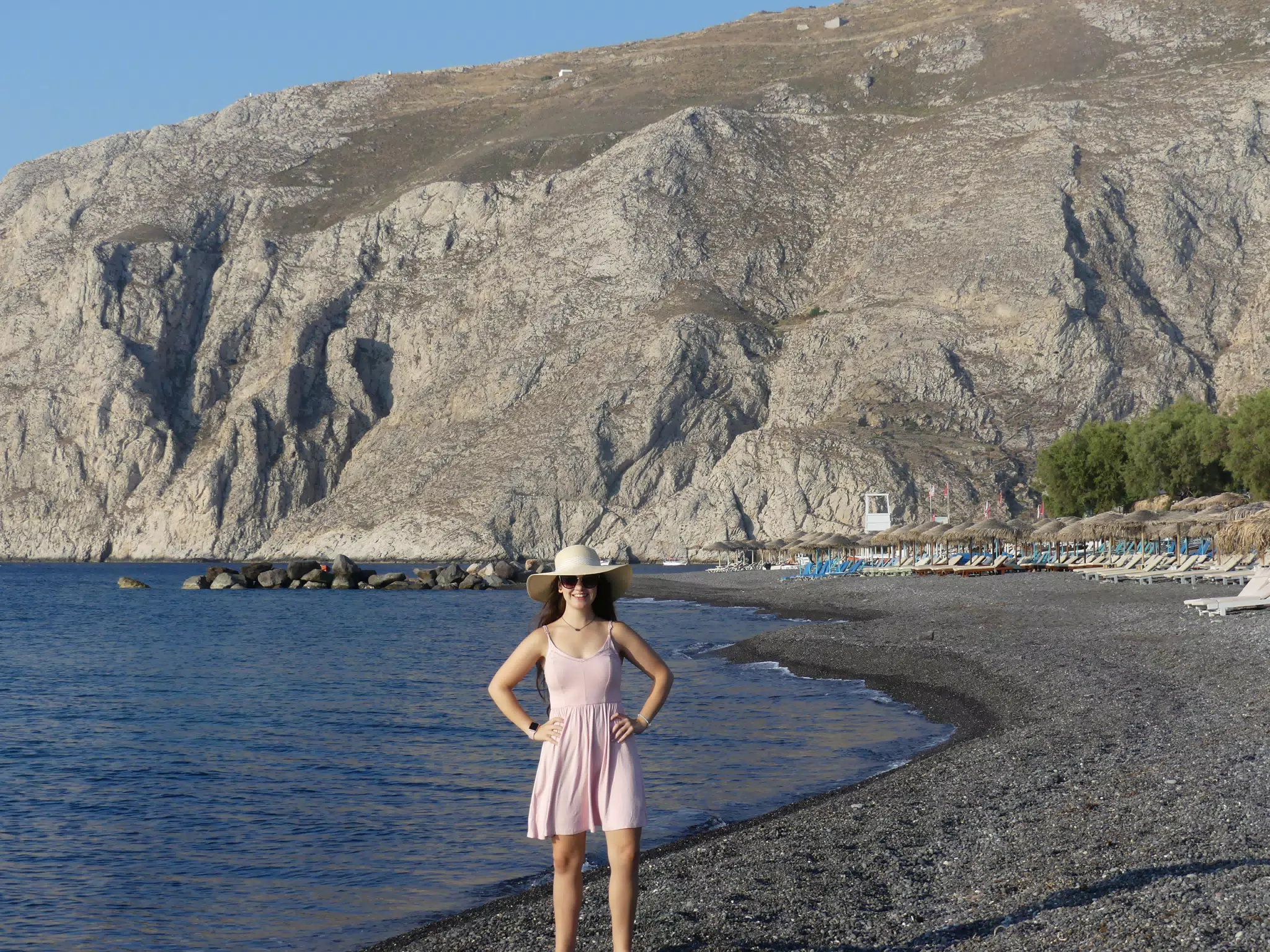 Emily on the Beach on Santorini