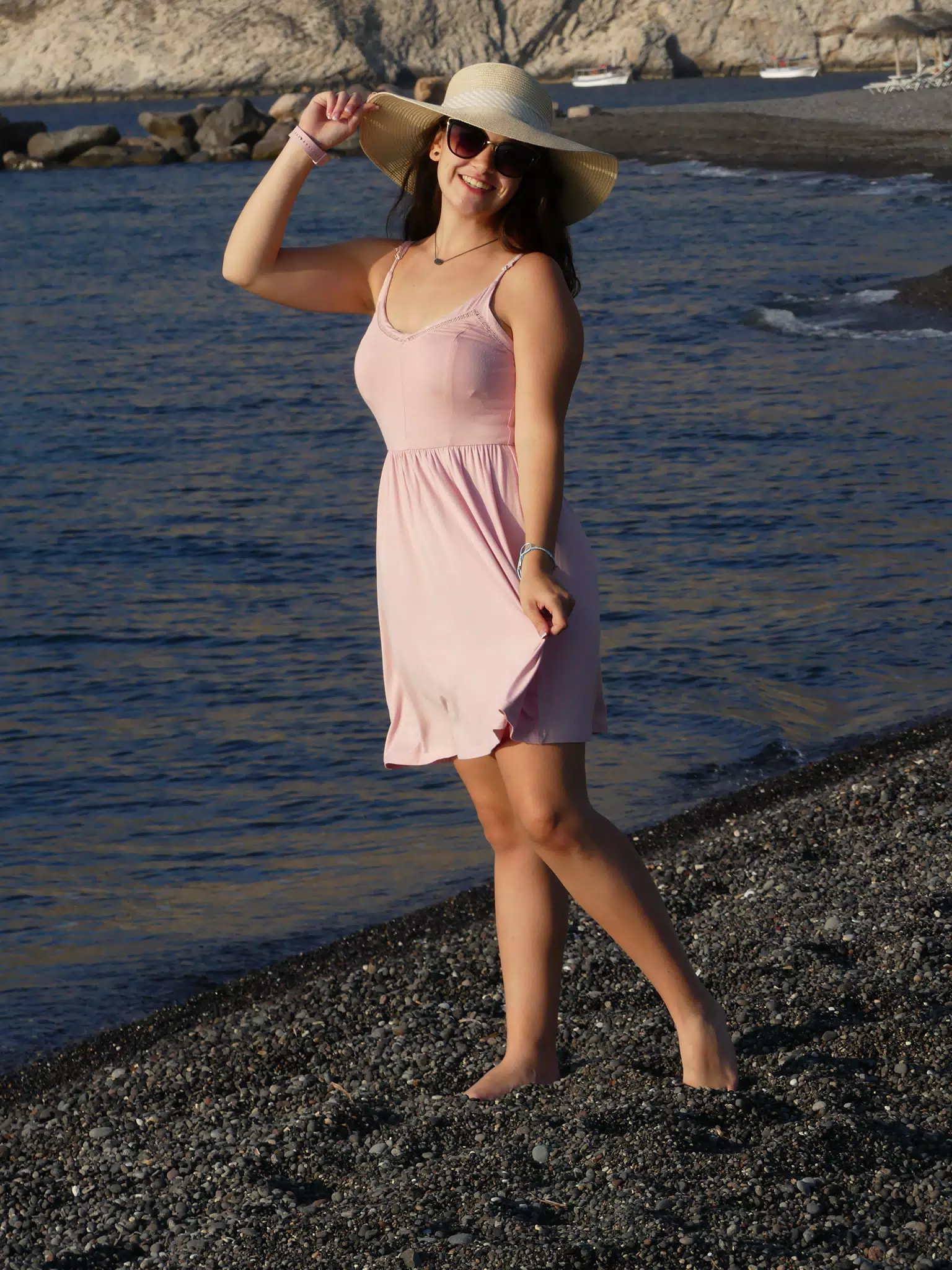 Girl on Kamari Beach