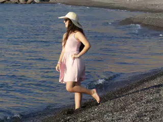Emily on Kamari Beach