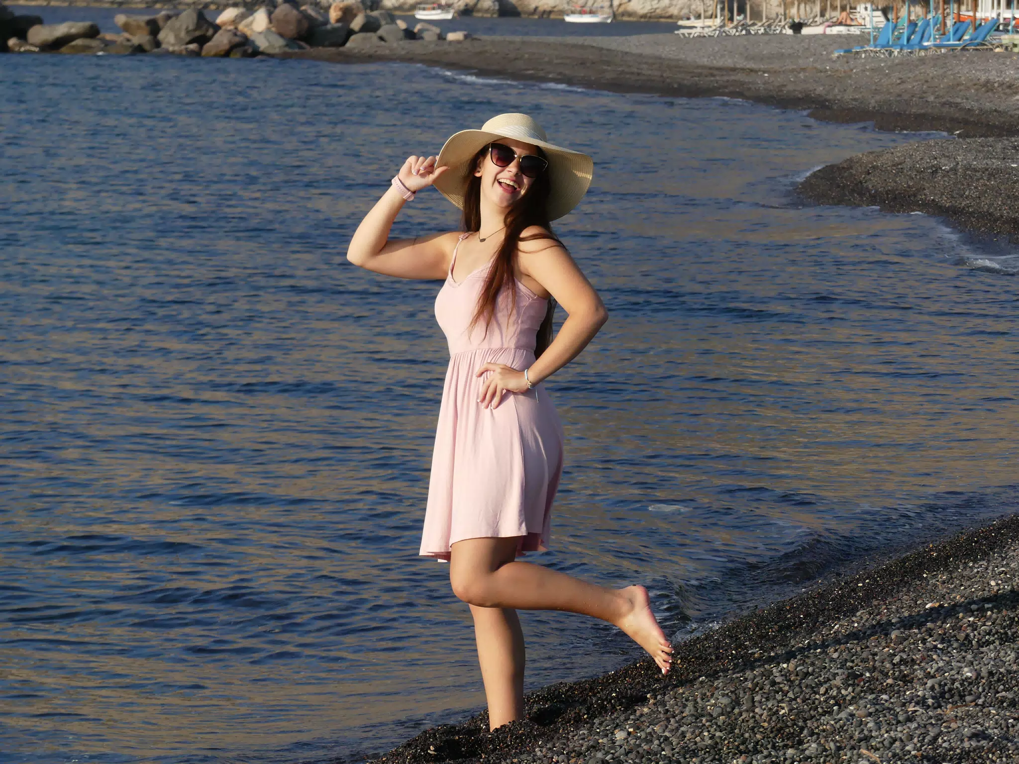 Girl Laughing on Beach