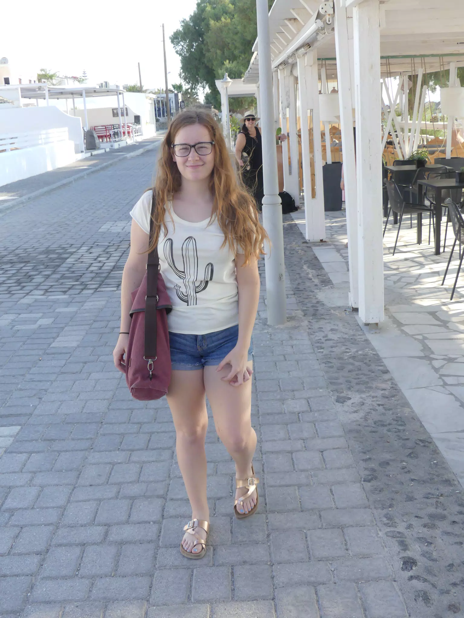 Madeline on the Street in Kamari