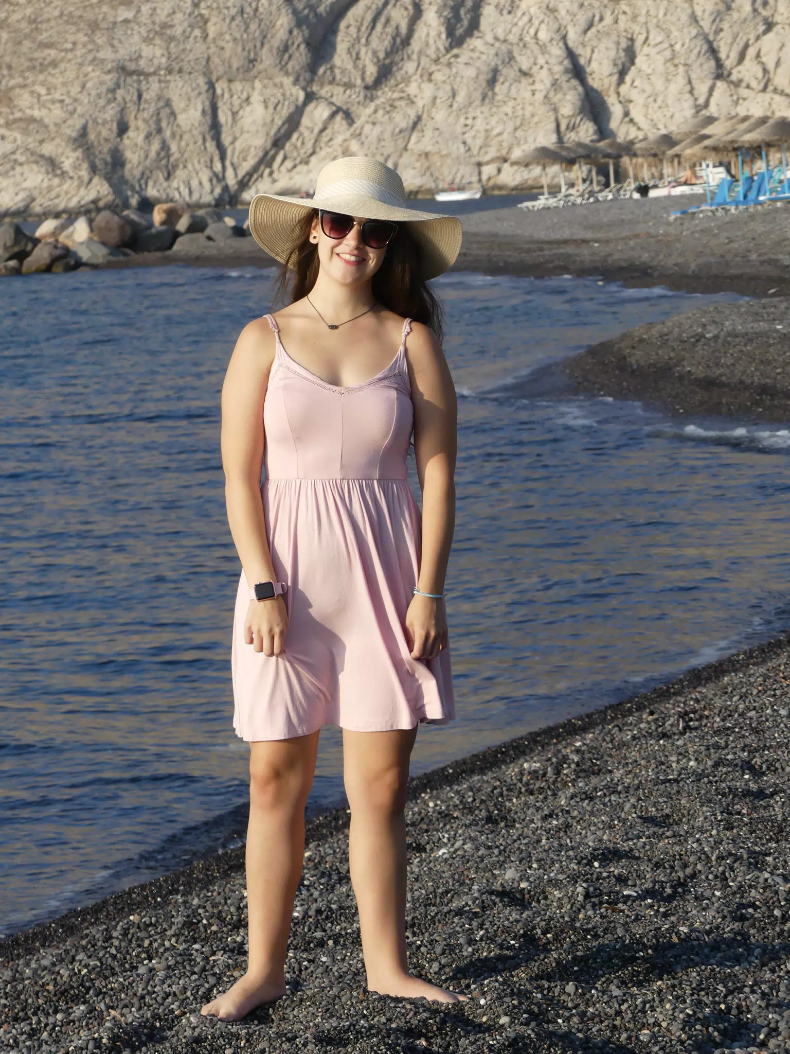 Emily on Santorini Beach