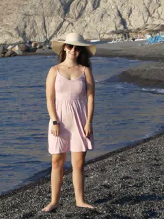 Emily on Santorini Beach