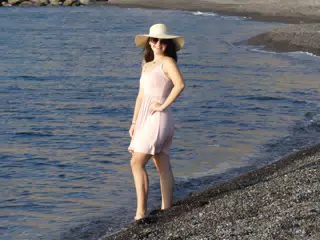 Girl on Beach on Santorini