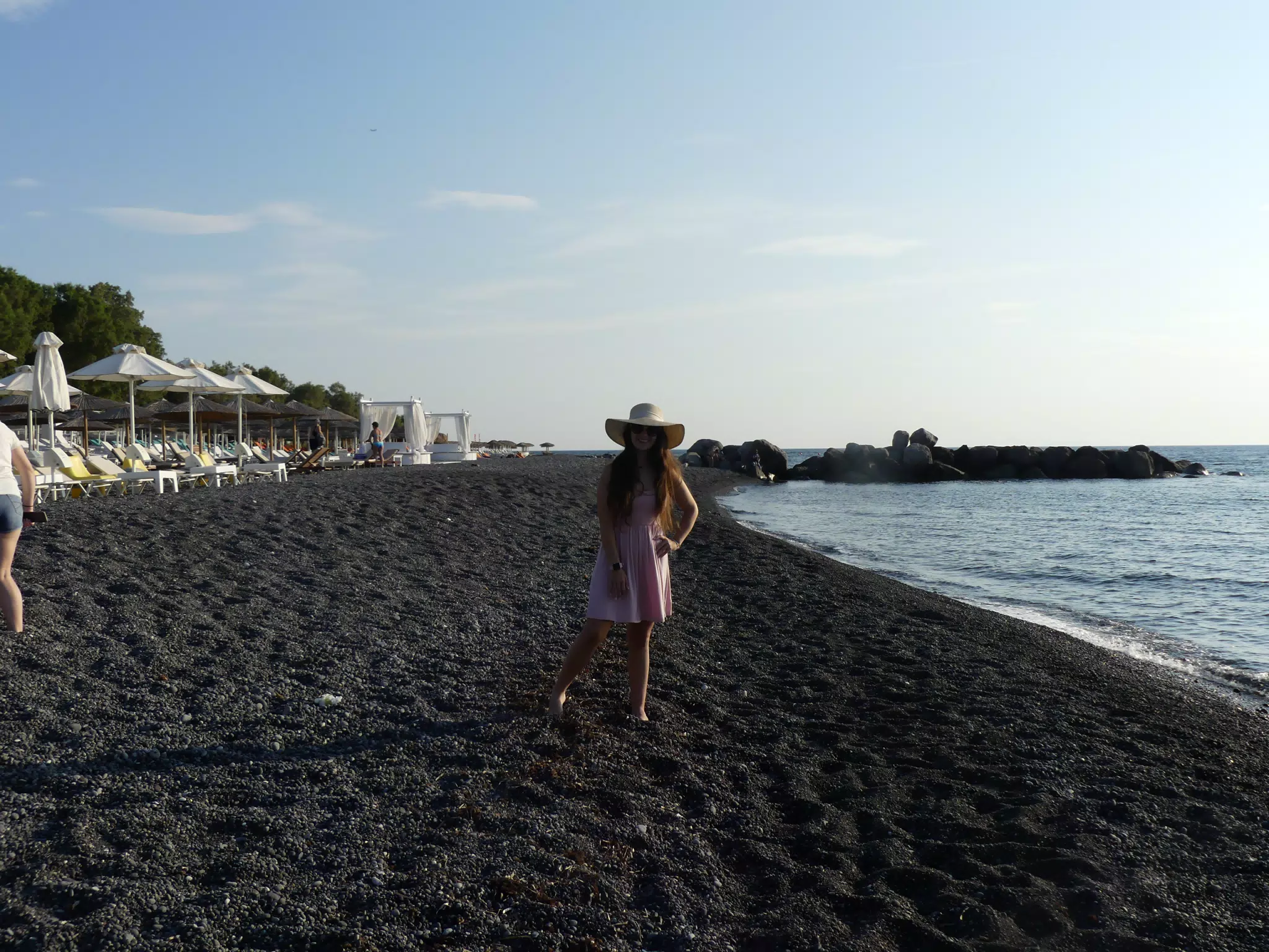 Emily in Sundress on Kamari Beach