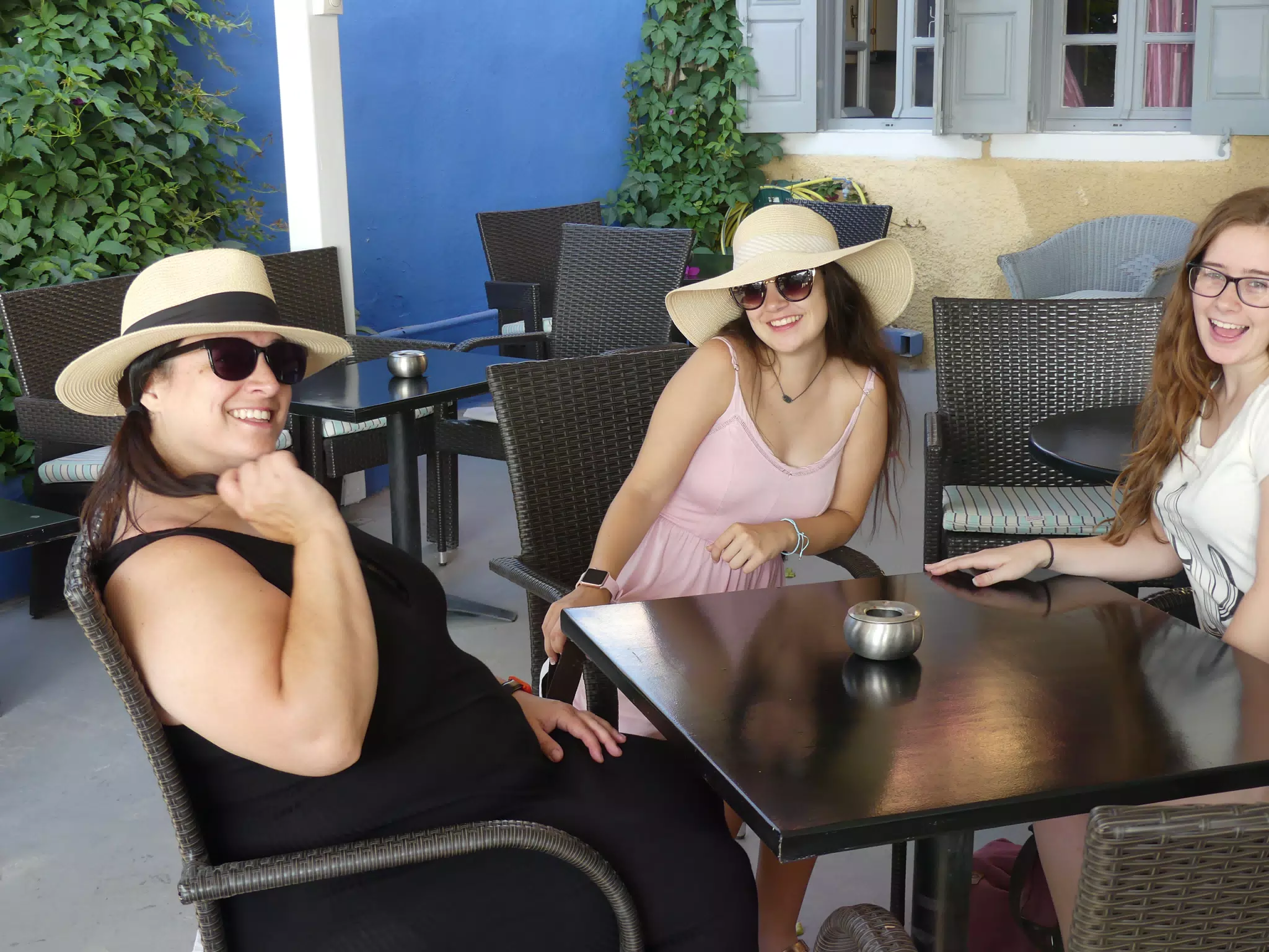 Girls Waiting for Breakfast on Santorini
