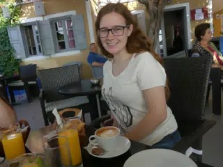 Madeline with Morning Coffee