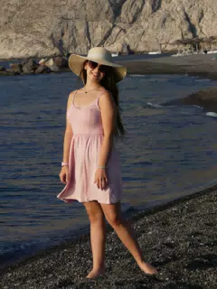 Emily on Kamari Beach