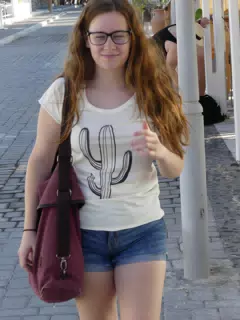 Madeline on the Street in Kamari