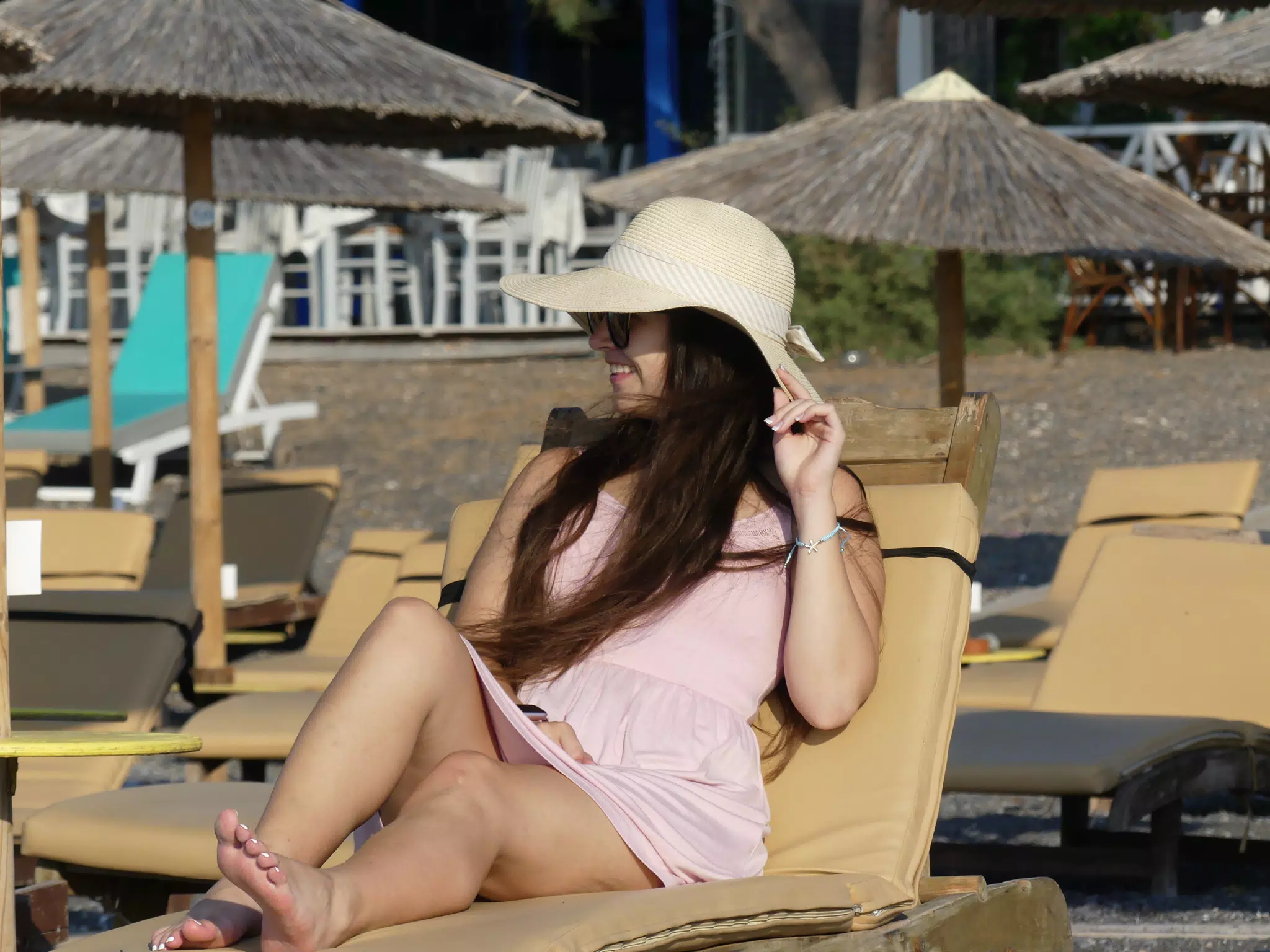 Emily on the Beach in Kamari