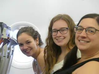 Emily, Madeline, Dominica on Plane