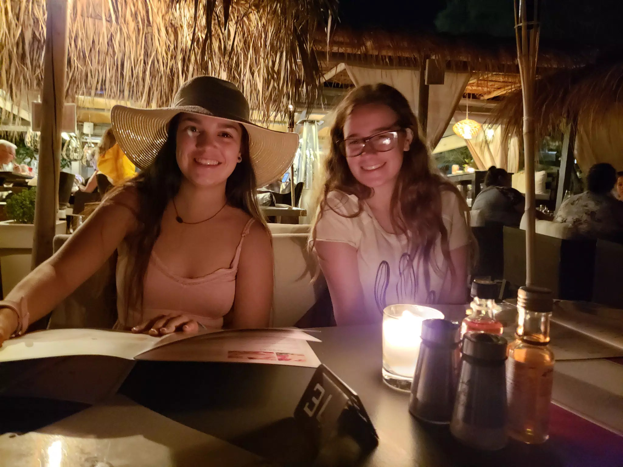 Emily and Madeline at King's Cafe Kamari