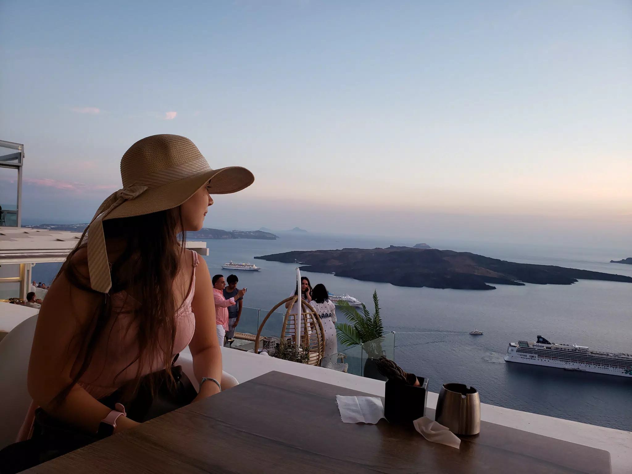 Emily Looking Out to Sea in Thira
