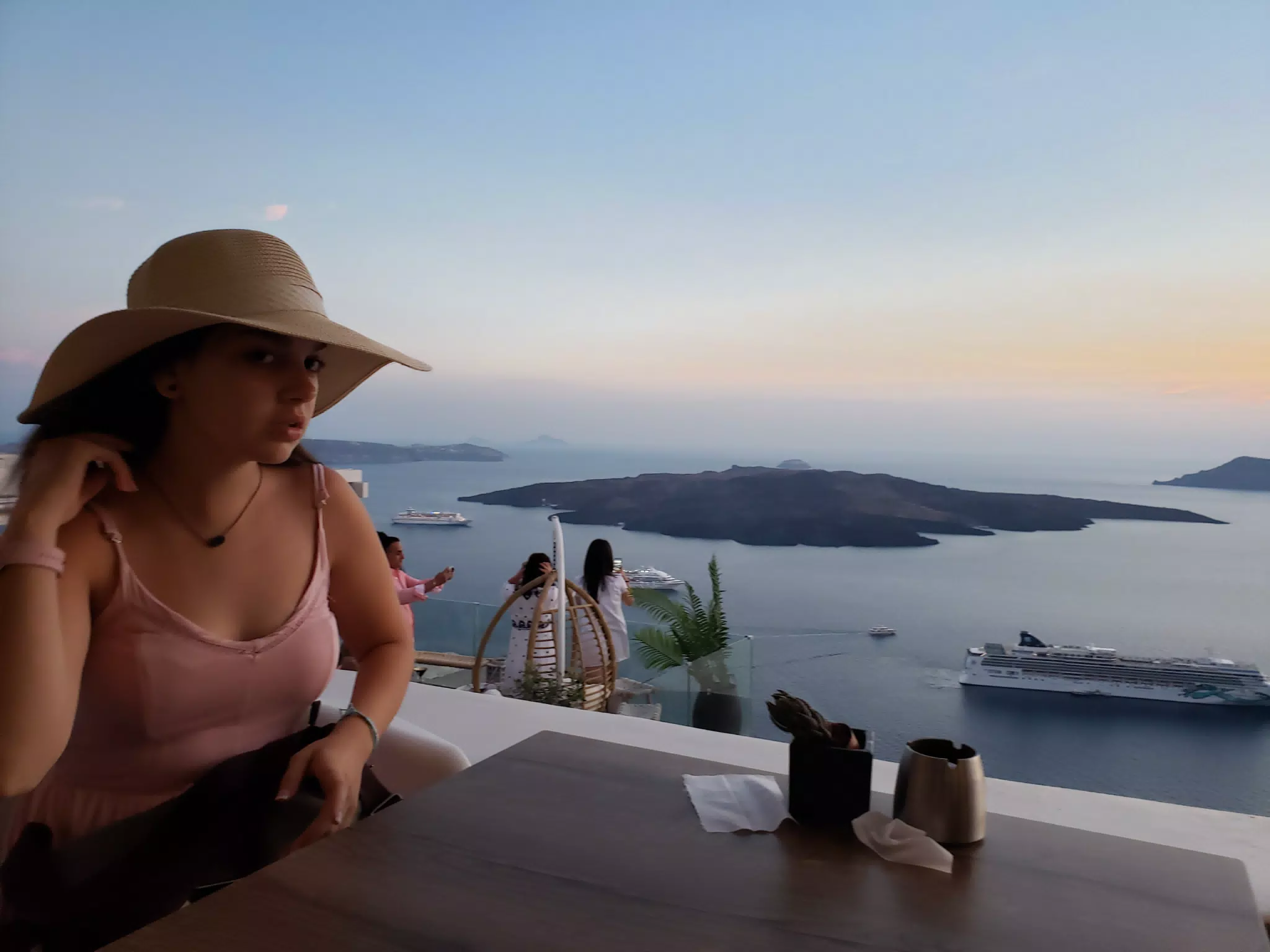 Girl in Restaurant in Thira