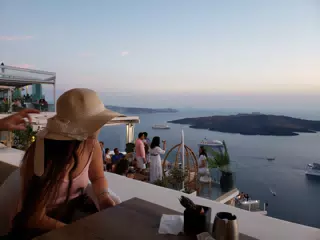 Emily in Thira Looking Out to Sea