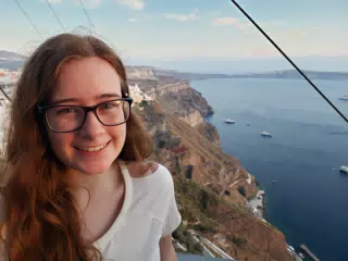 Madeline in Thira, Santorini