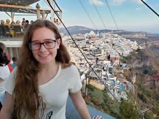 Madeline in Thira, Santorini
