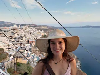 Emily in Thira, Santorini