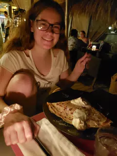 Madeline at King's Cafe in Kamari