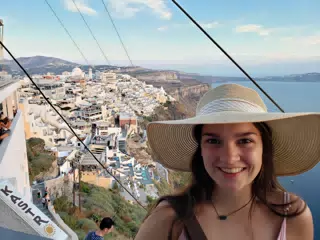 Emily in Thira, Santorini