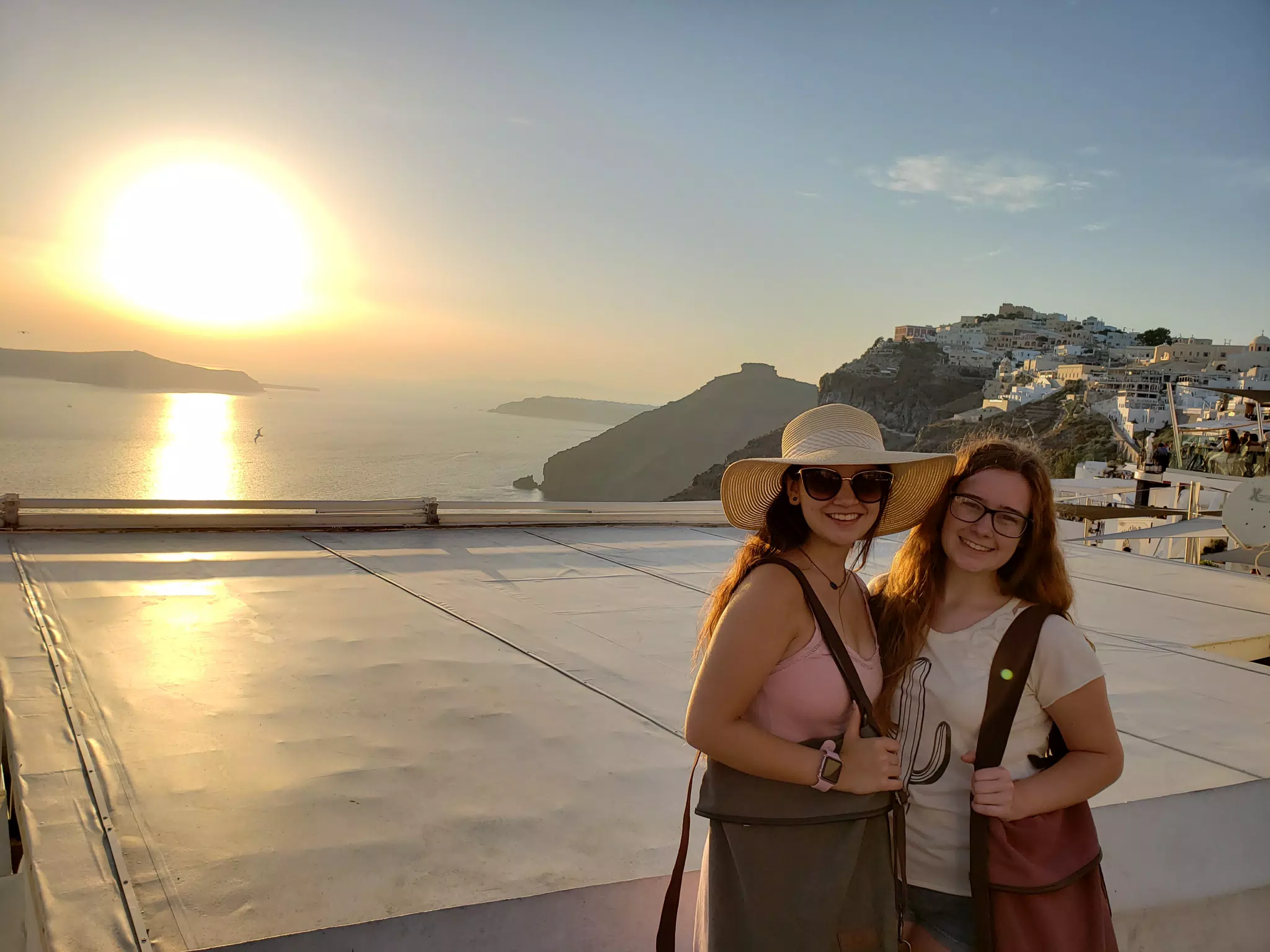 Emily and Madeline at Sunset in Thira, Santorini