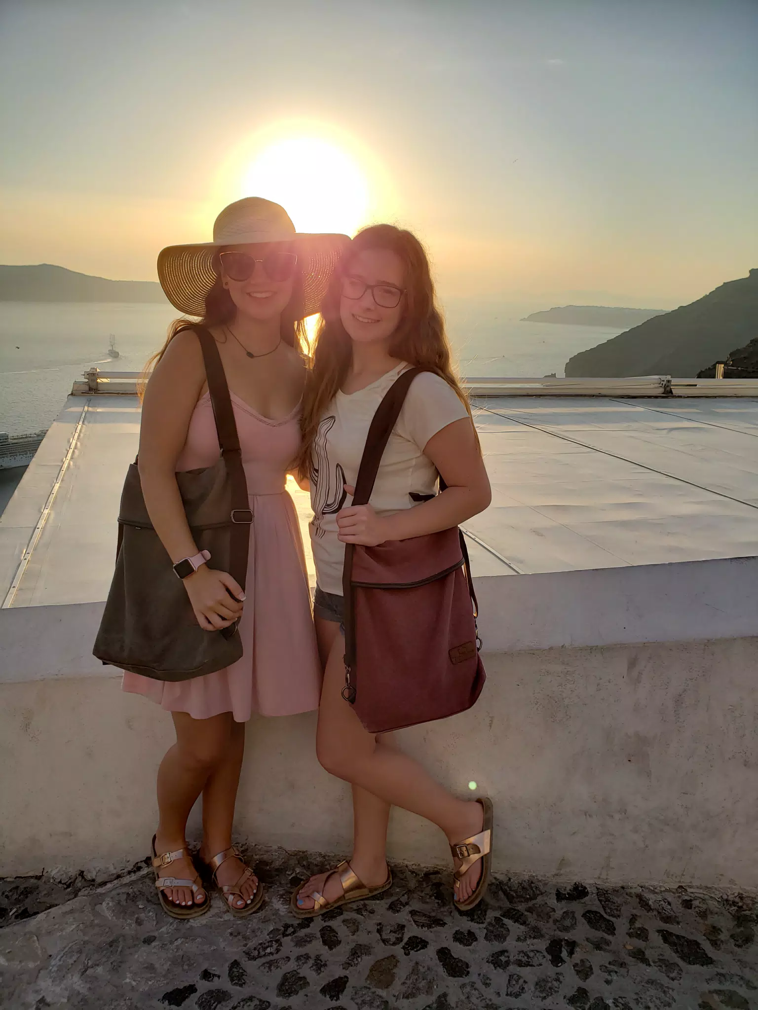 Santorini Sunset with Emily and Madeline