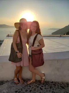 Santorini Sunset with Emily and Madeline