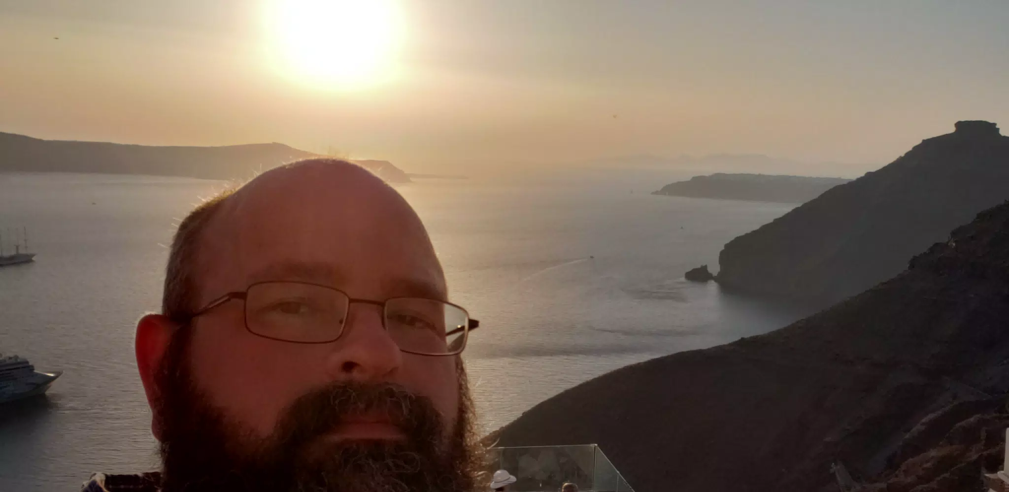 Scott Selfie with Santorini Sunset