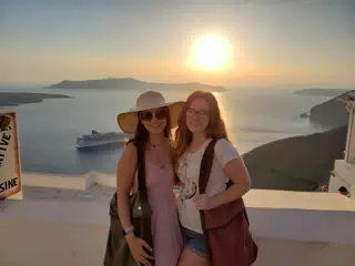 Sunset and Girls on Santorini