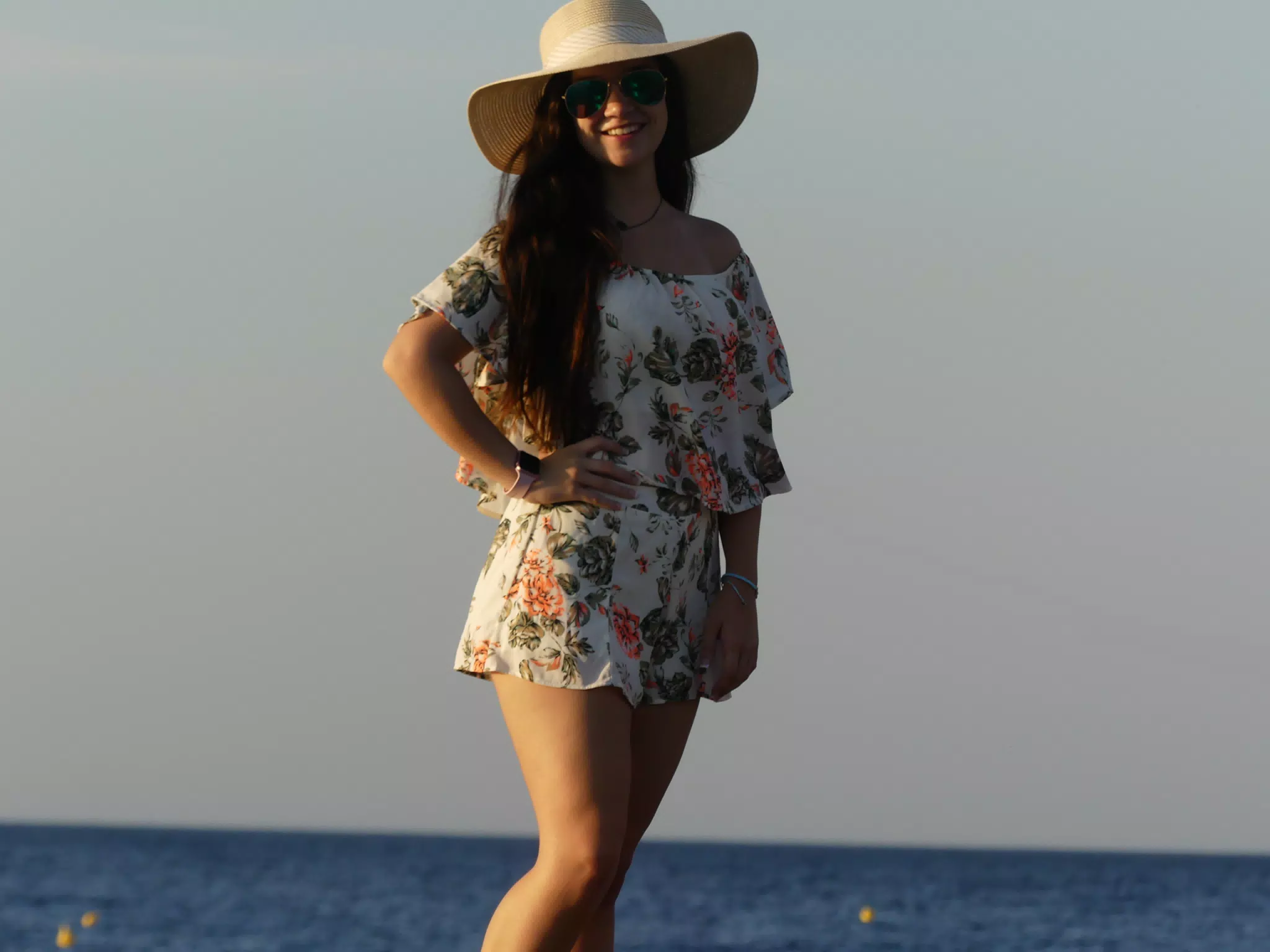 Emily Posing on the Rocks on Santorini