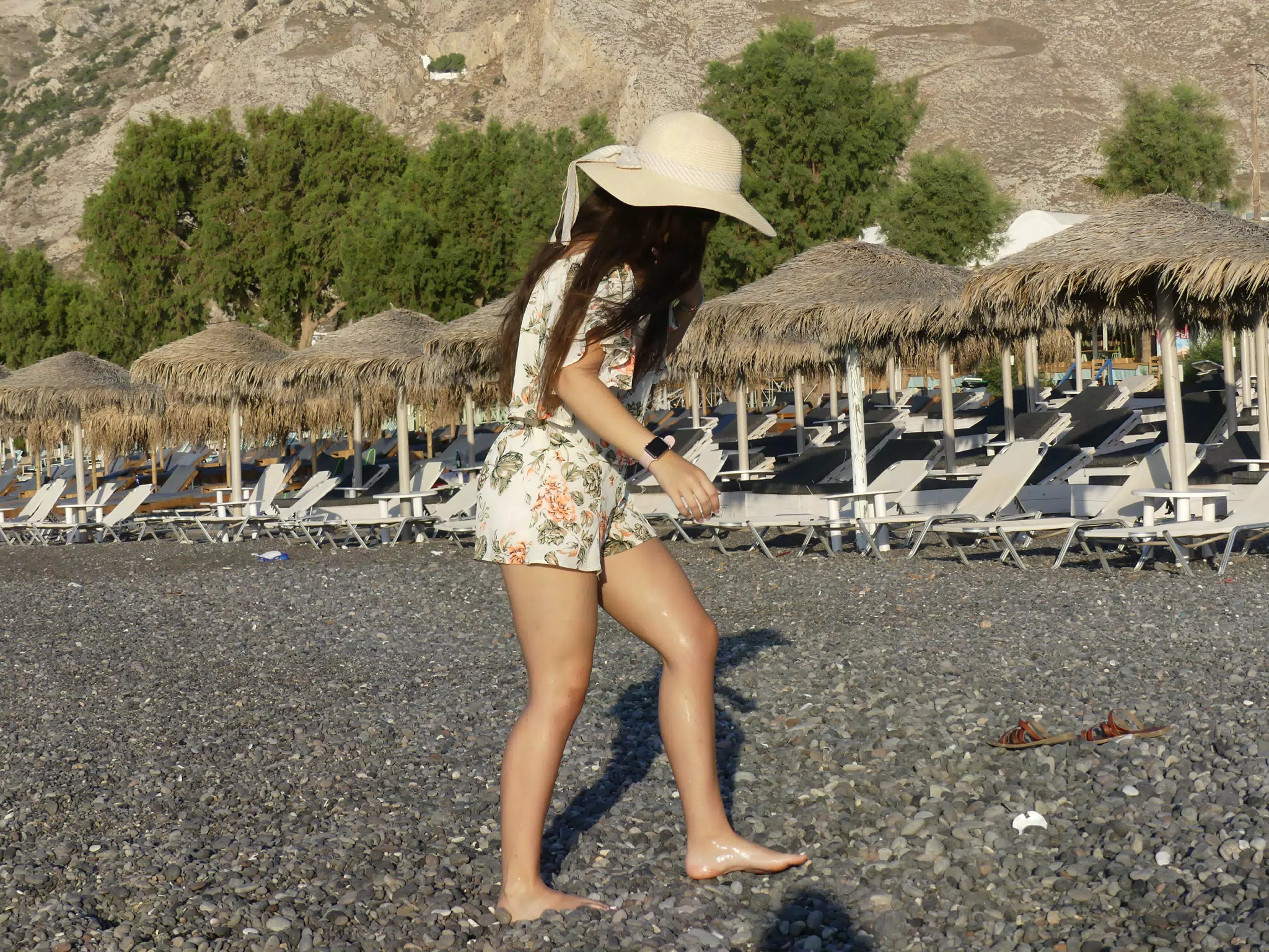 Girl on Santorini Beach
