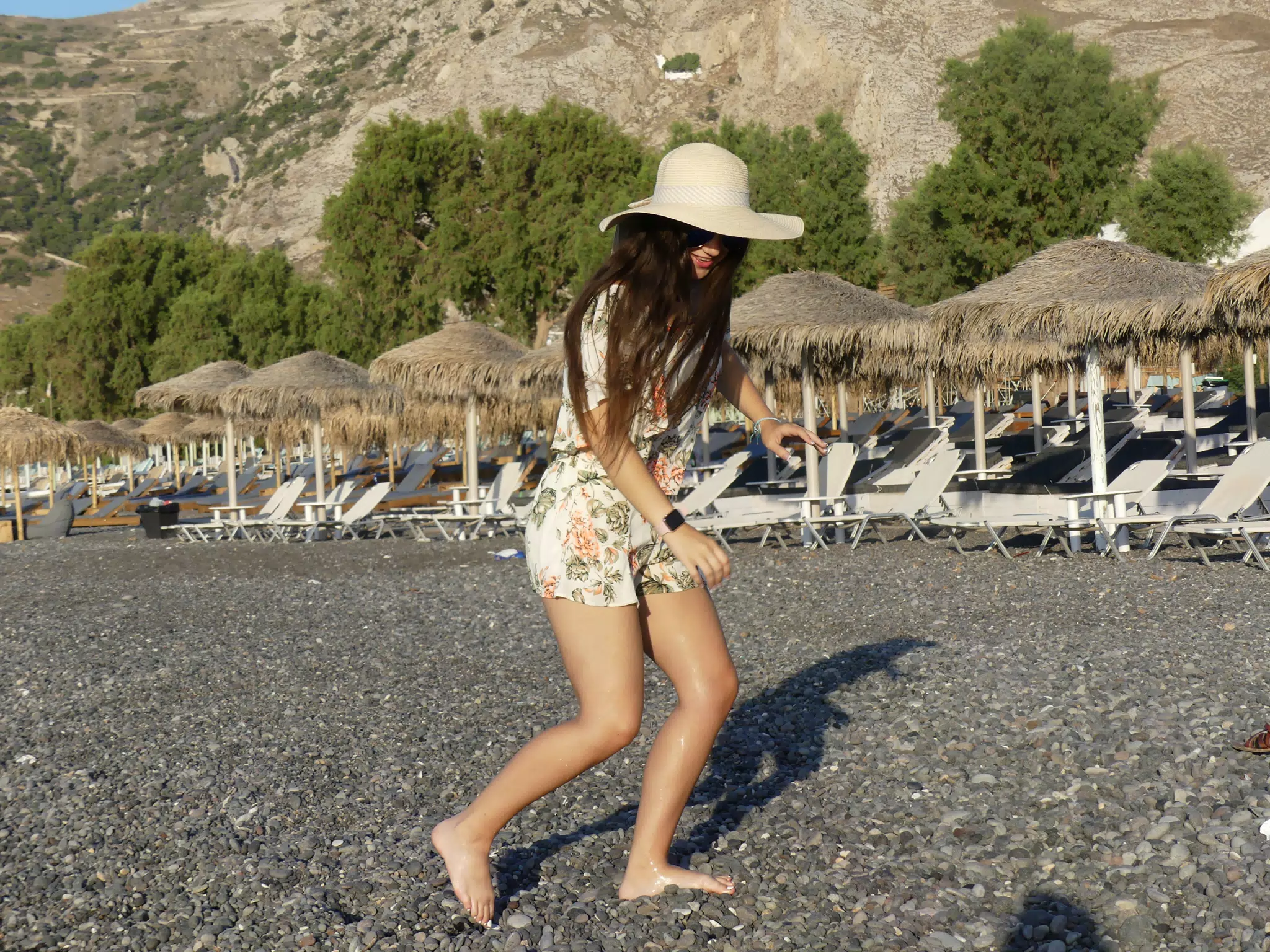 Emily on the Beach on Santorini