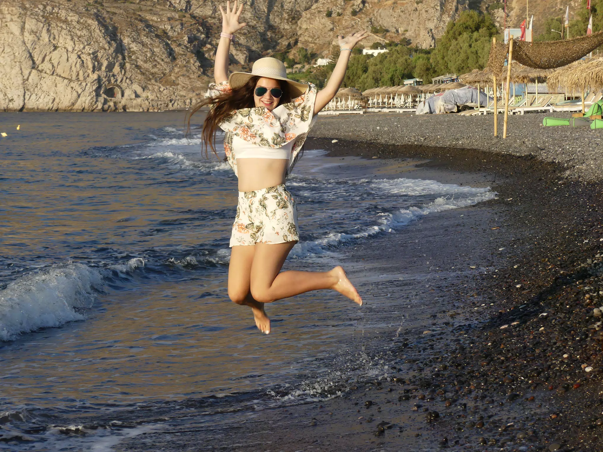 Emily Jumping in the Sea, Santorini