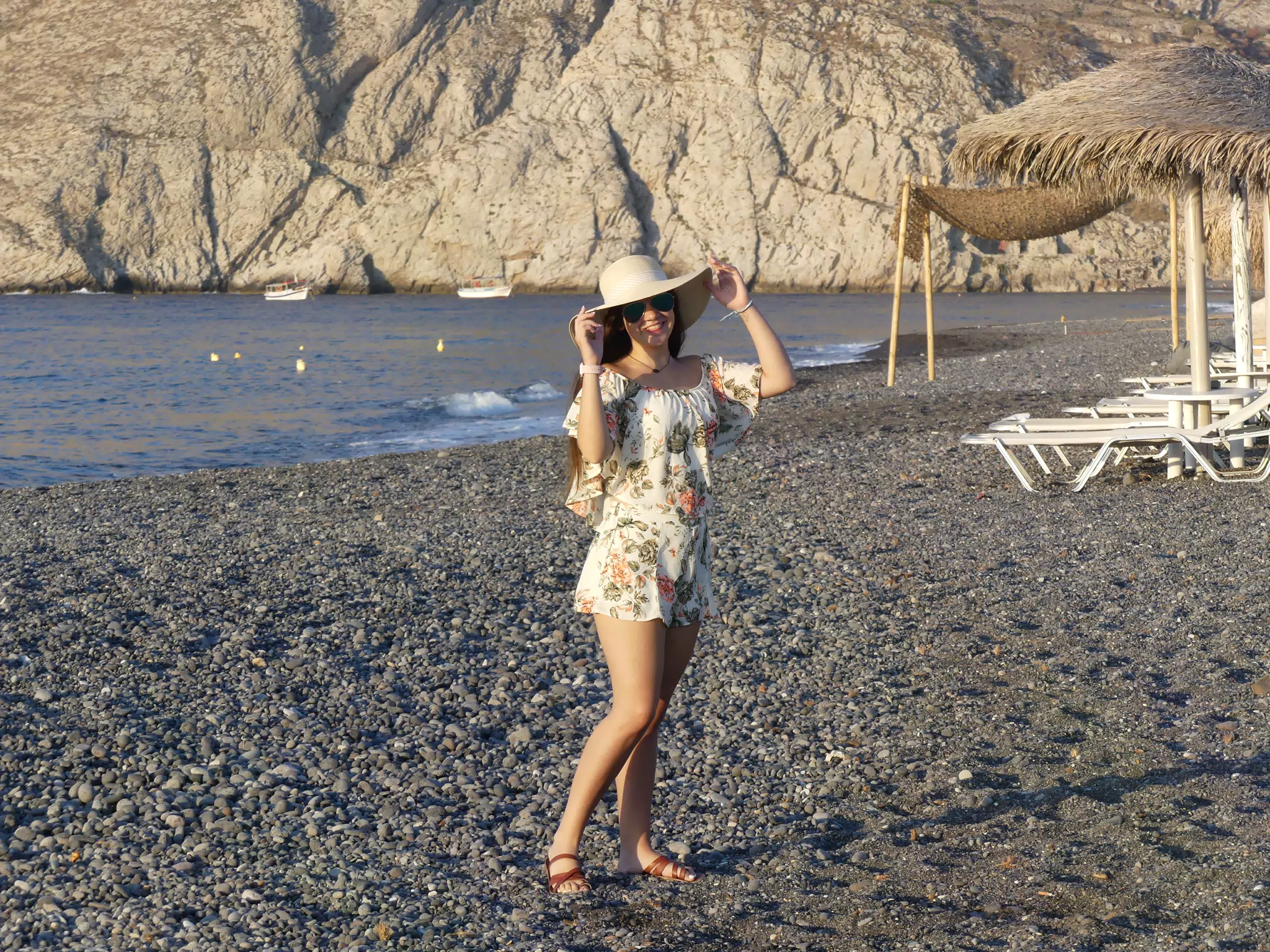 Girl on Santorini Beach