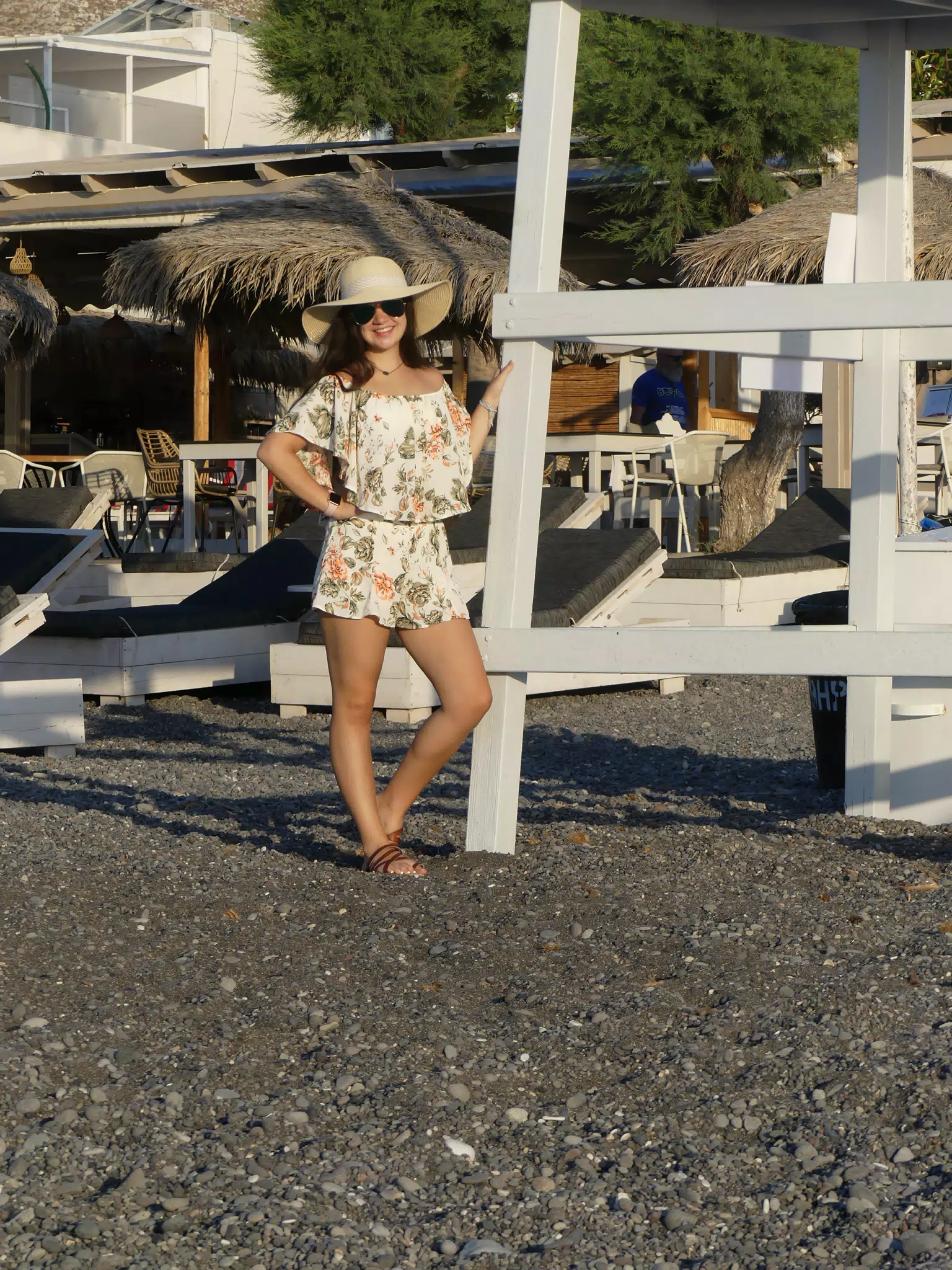 Emily by Life Guard Tower on Santorini