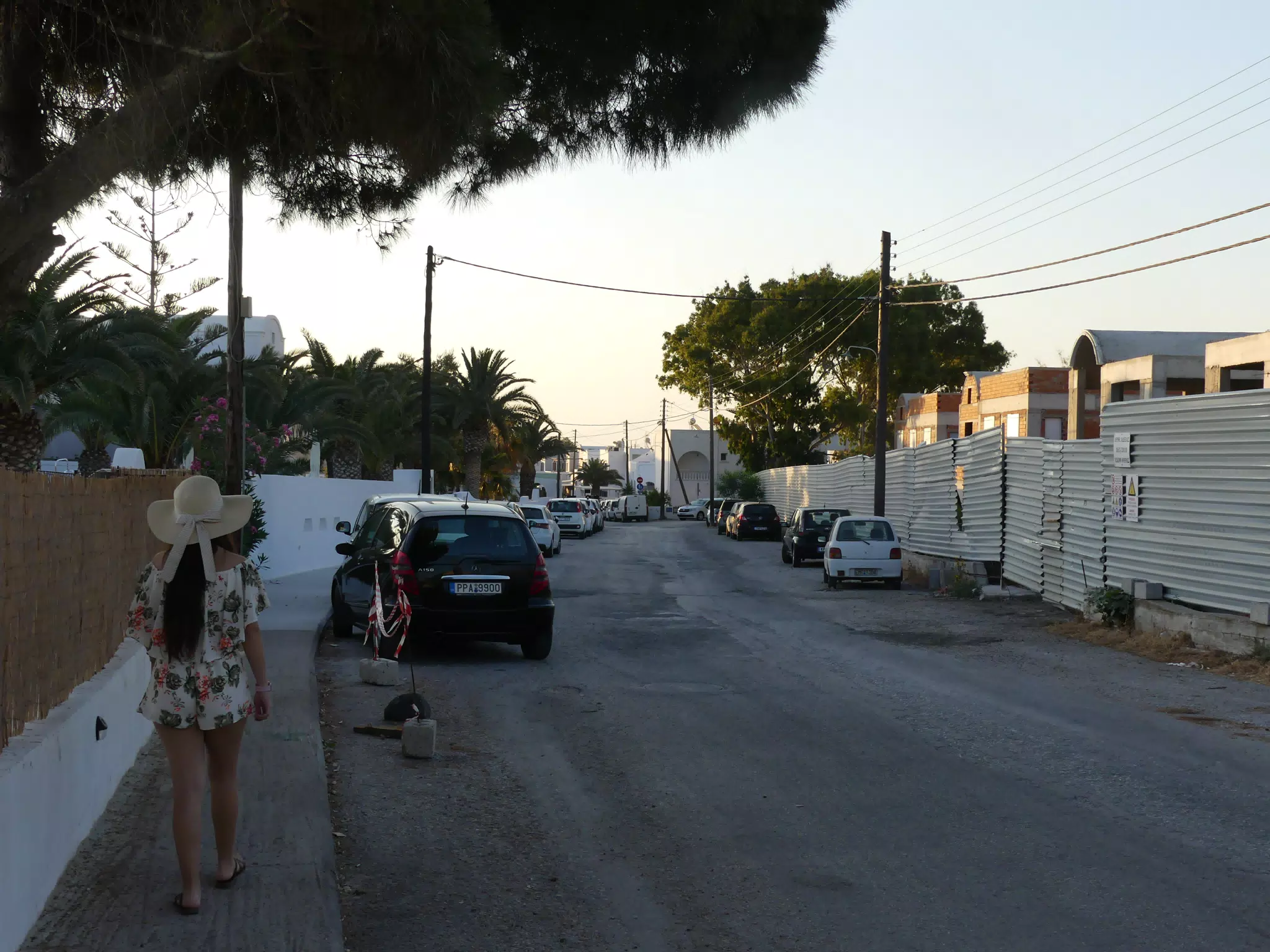 Emily Walking to Photoshoot on Santorini at Kamari