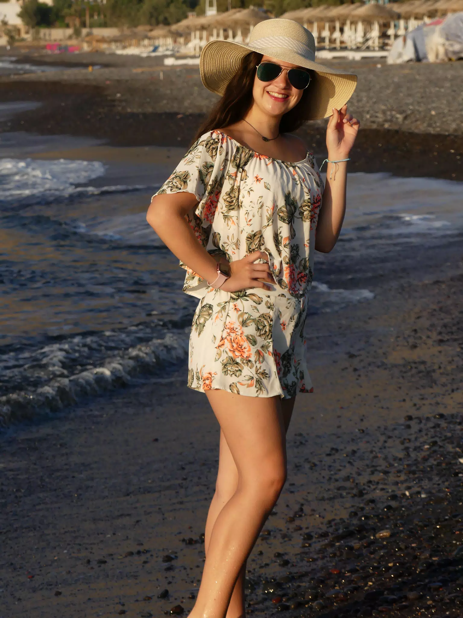Girl on Kamari Beach, Santorini