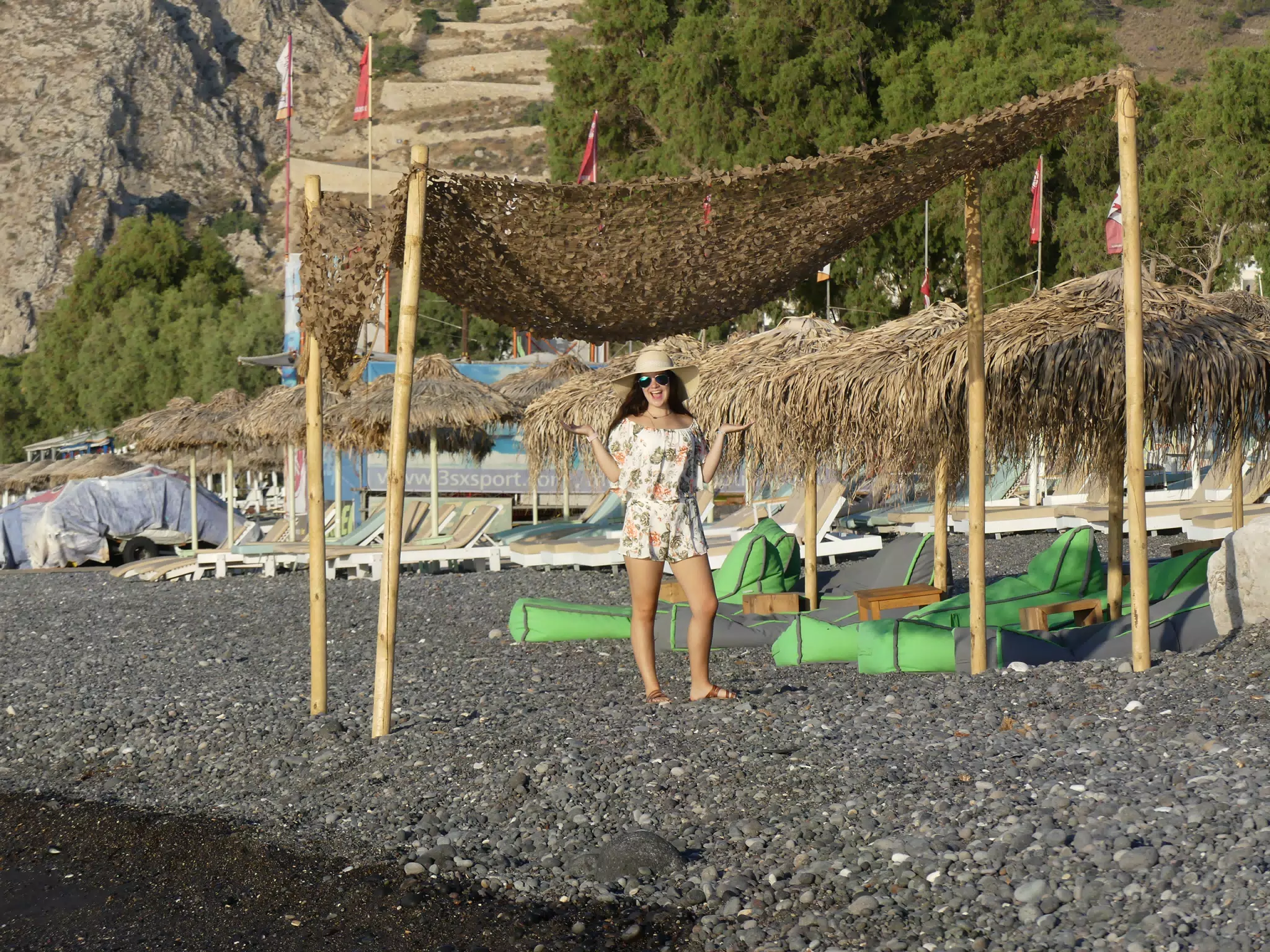 Emily on Santorini Beach