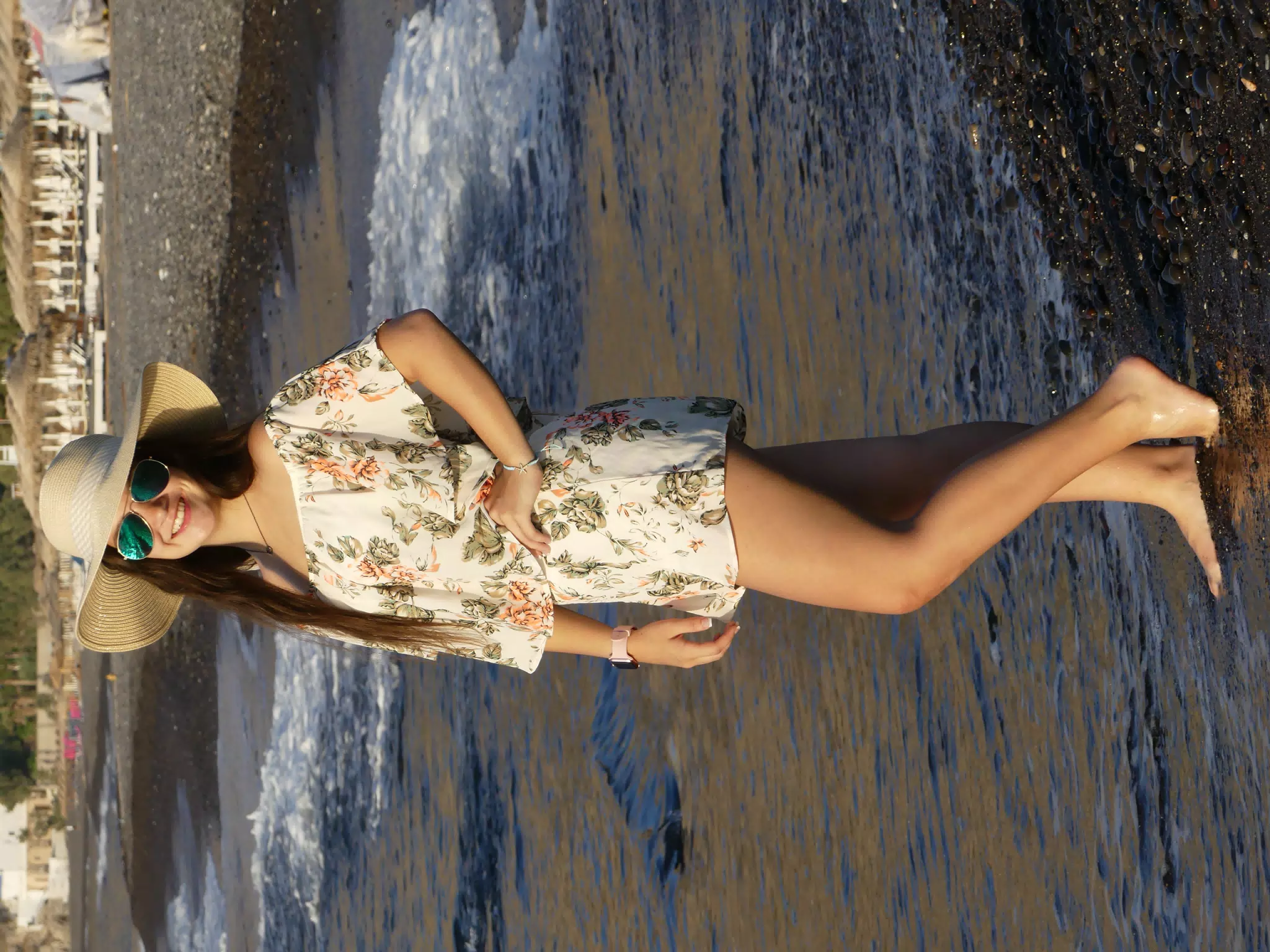 Emily Modeling on Santorini Beach