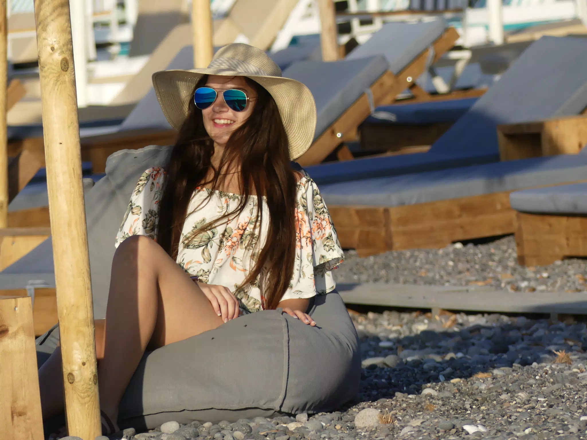 Girl on Beach Cushion