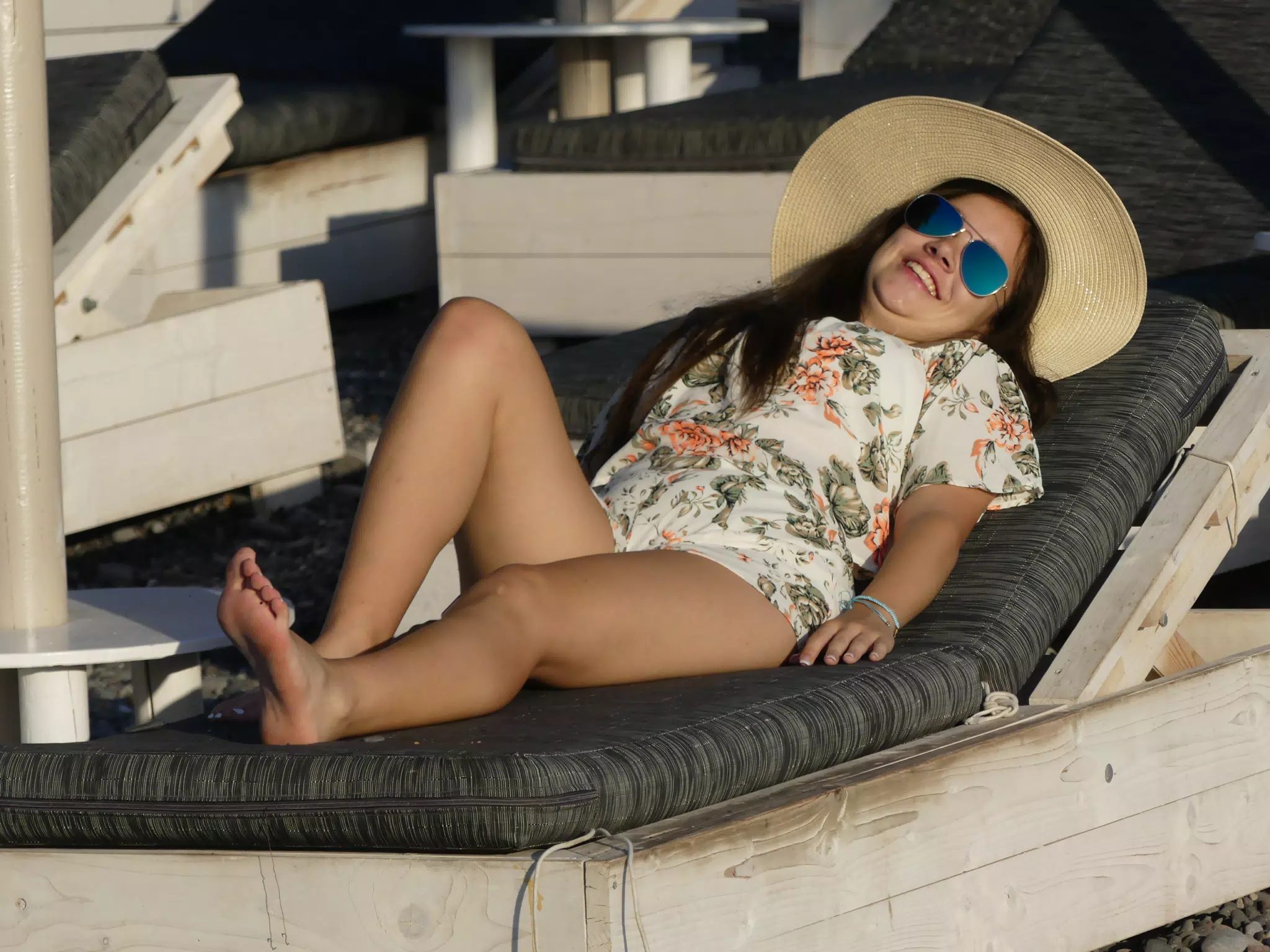 Girl Laying on Greek Beach